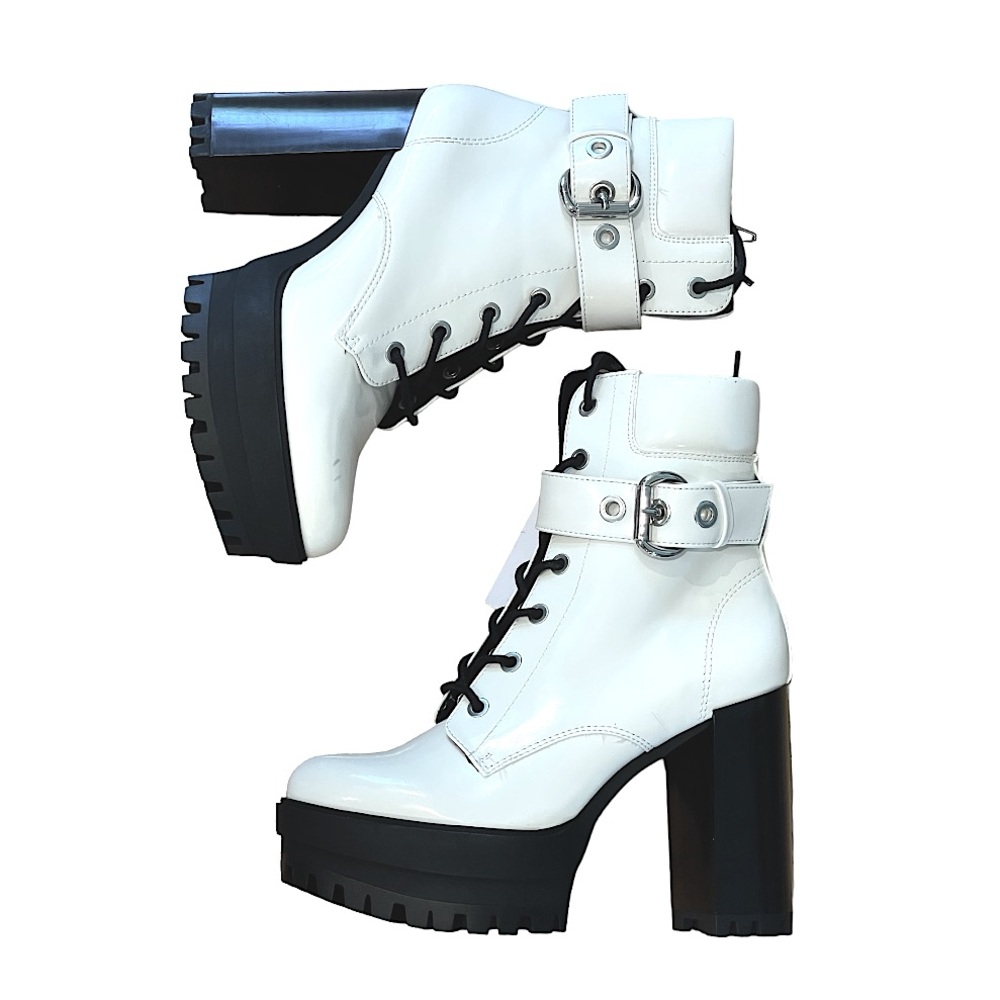 Bershka White Platform Boots